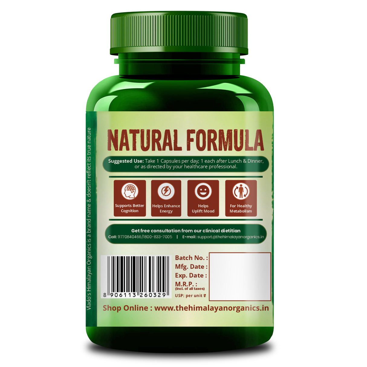 Vlado's Himalayan Organics, Korean Red Panax Ginseng, 800mg - 100 Veg Capsules