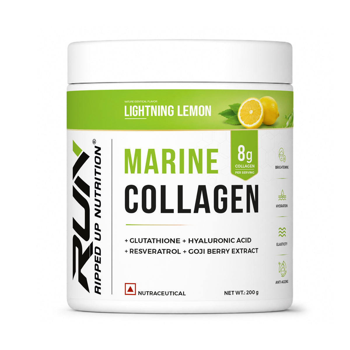 Ripped Up Nutrition Marine Collagen | 8.9g Collagen with Glutathione & Goji Berry | 200g, 20 Servings