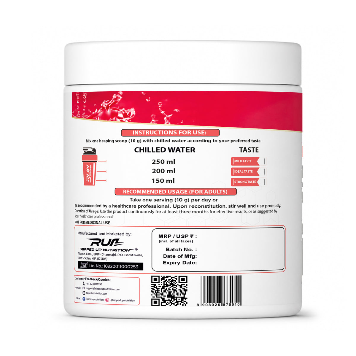 Ripped Up Nutrition Marine Collagen | 8.9g Collagen with Glutathione & Goji Berry | 200g, 20 Servings (Pack of 2)