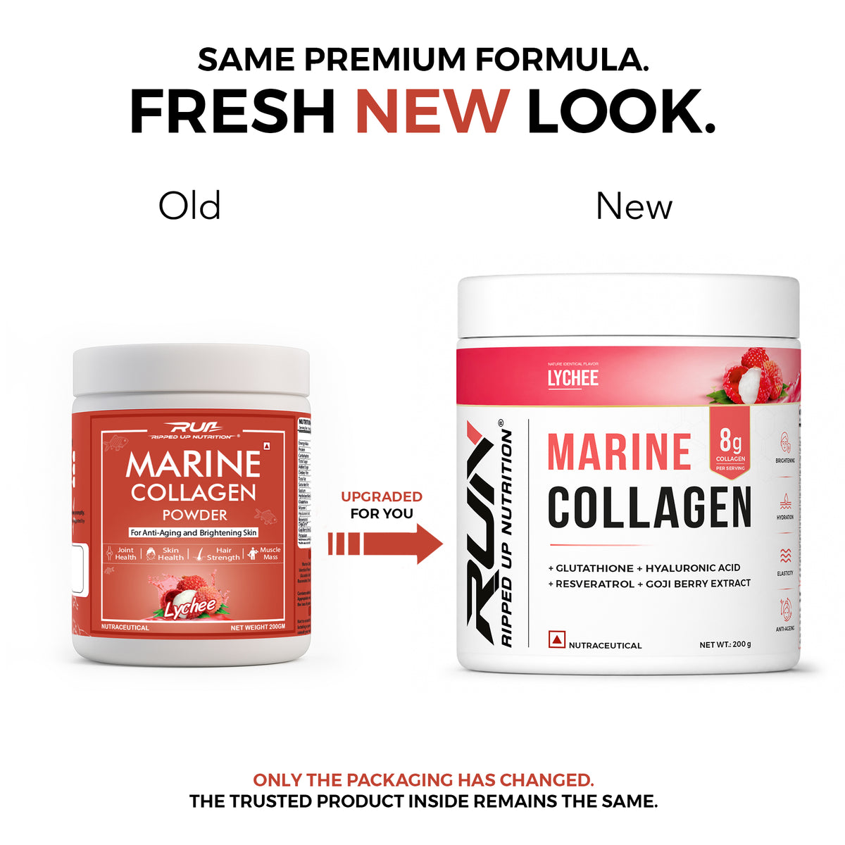 Ripped Up Nutrition Marine Collagen | 8.9g Collagen with Glutathione & Goji Berry | 200g, 20 Servings