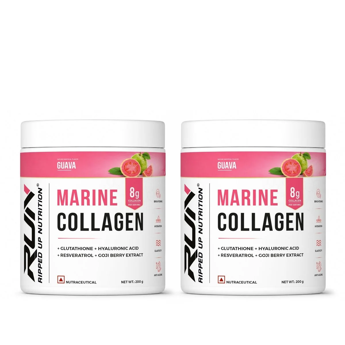 Ripped Up Nutrition Marine Collagen | 8.9g Collagen with Glutathione & Goji Berry | 200g, 20 Servings (Pack of 2)