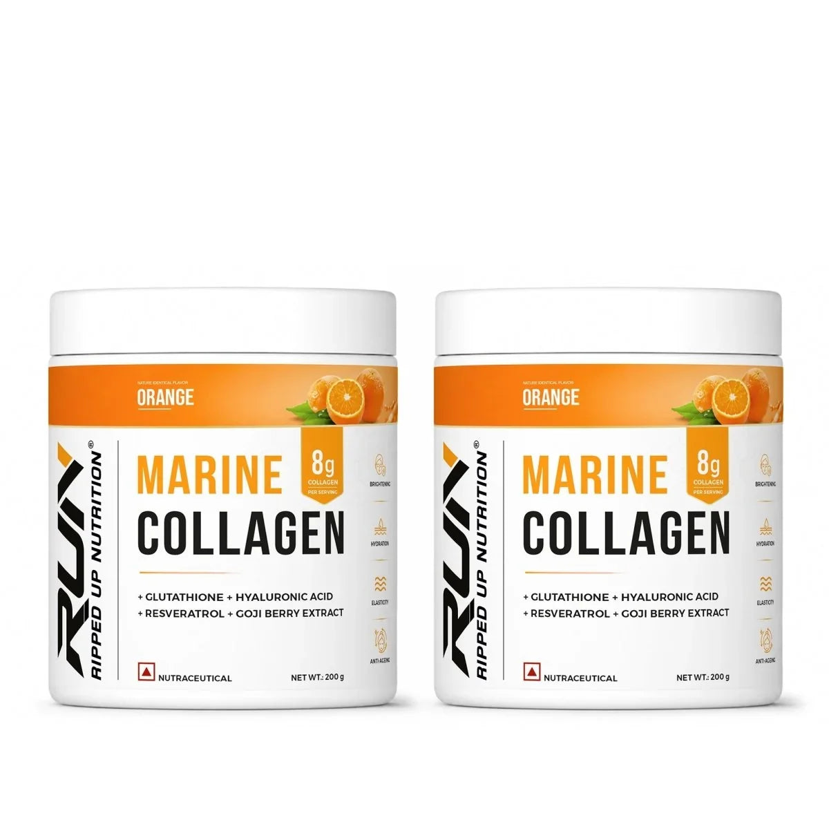 Ripped Up Nutrition Marine Collagen | 8.9g Collagen with Glutathione & Goji Berry | 200g, 20 Servings (Pack of 2)