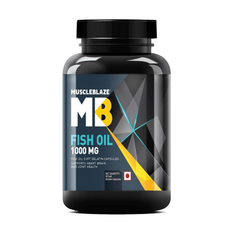 MuscleBlaze Omega 3 Fish Oil, 1000 mg (180 mg EPA and 120 mg DHA) - 90 Capsules - Nutristar