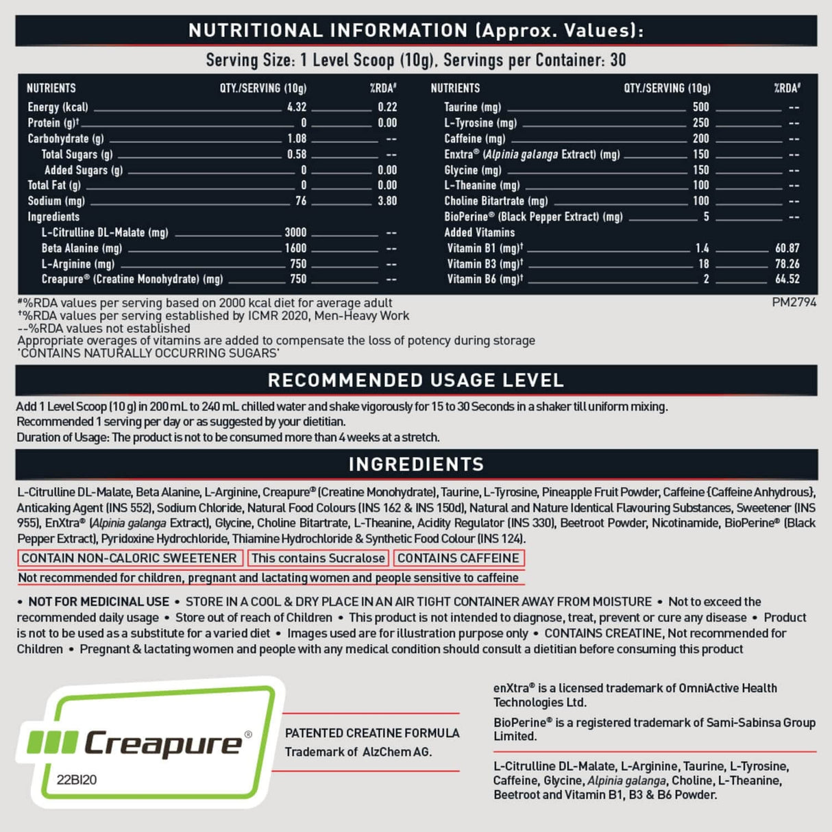 MuscleBlaze Pre Workout WrathX - -20 Servings - Nutristar