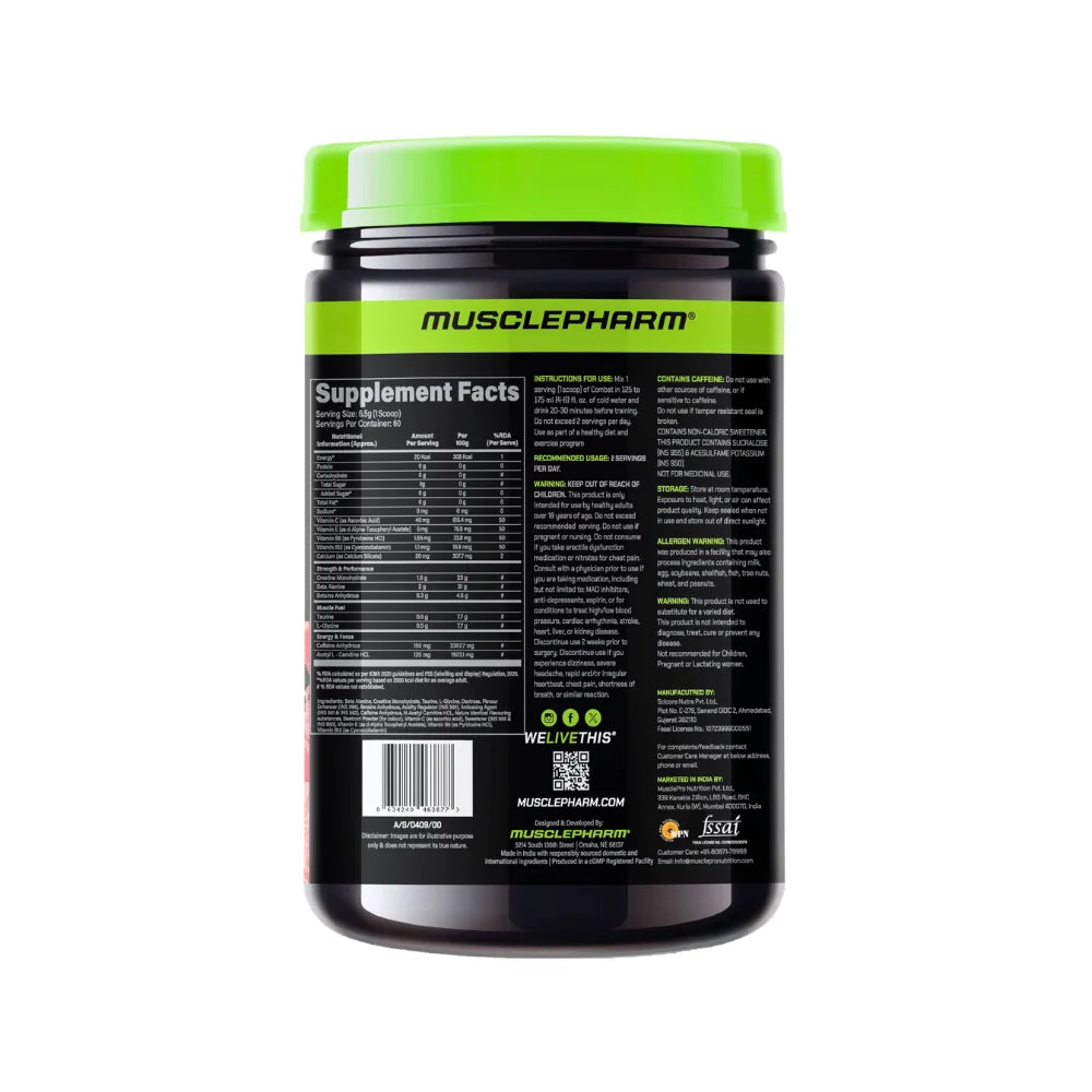 MusclePharm Combat Pre-Workout Powder 390g | 60 Servings