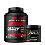 MuscleTech Nitro-Tech Performance Series Whey Protein 4 Lbs (1.81 Kg) + Nutristar Micronized CREA Gold Creatine Monohydrate 250g (83 Servings) - Advanced Muscle Building Stack