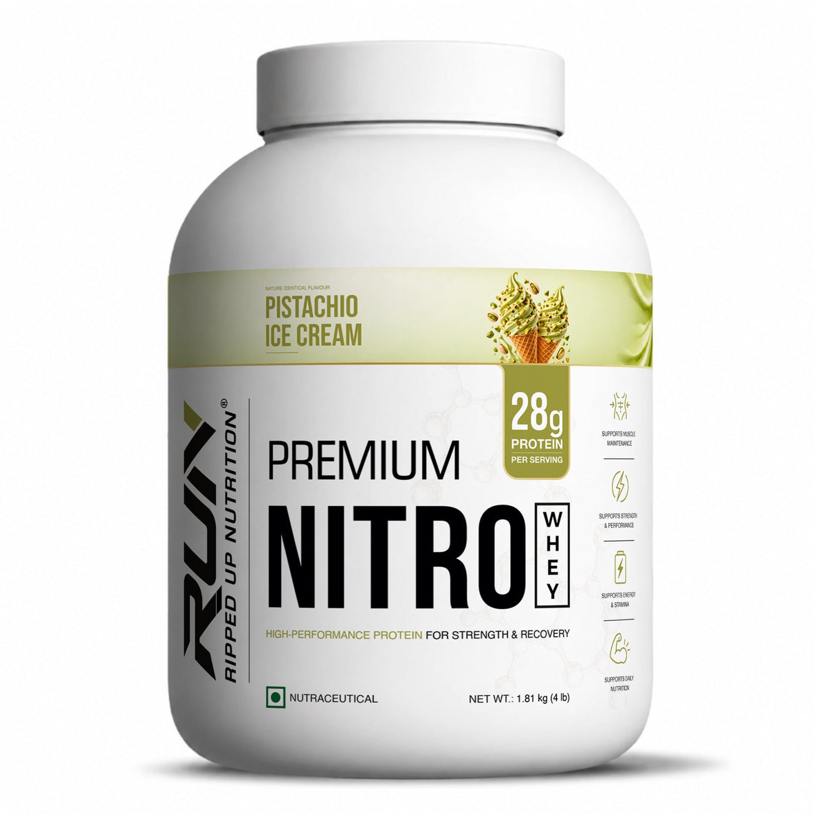 Ripped Up Nutrition Premium Nitro Whey Protein | Lean Muscle Support & Recovery | 1.81Kg, 45 Servings