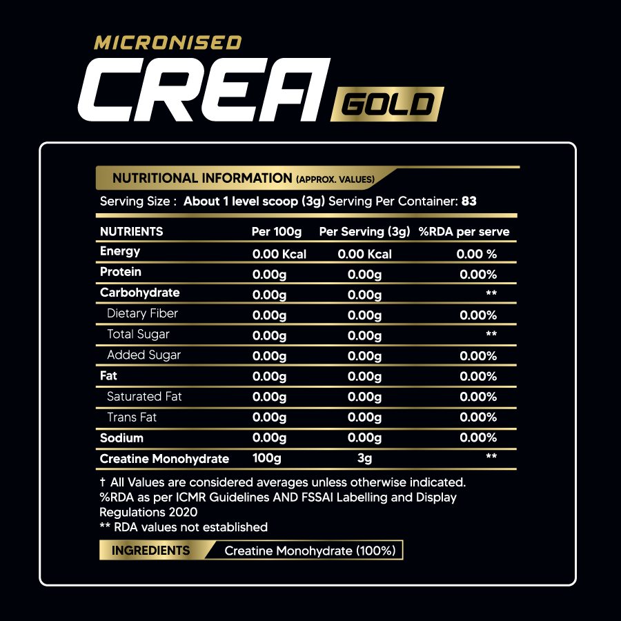 Nutristar Micronized CREA Gold Creatine Monohydrate 250g - 83 Servings