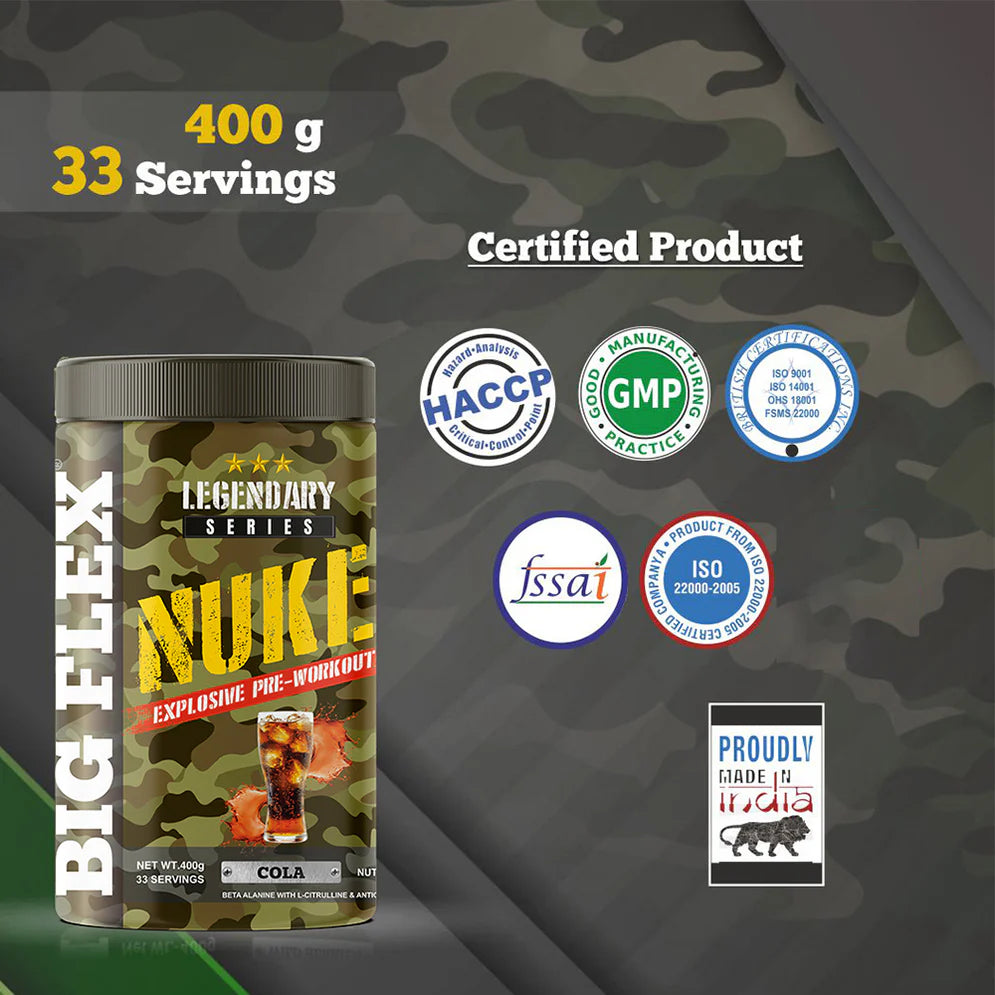 Bigflex Nuke Pre-Workout Powder | Energy & Workout Support | 400g (33 Servings)