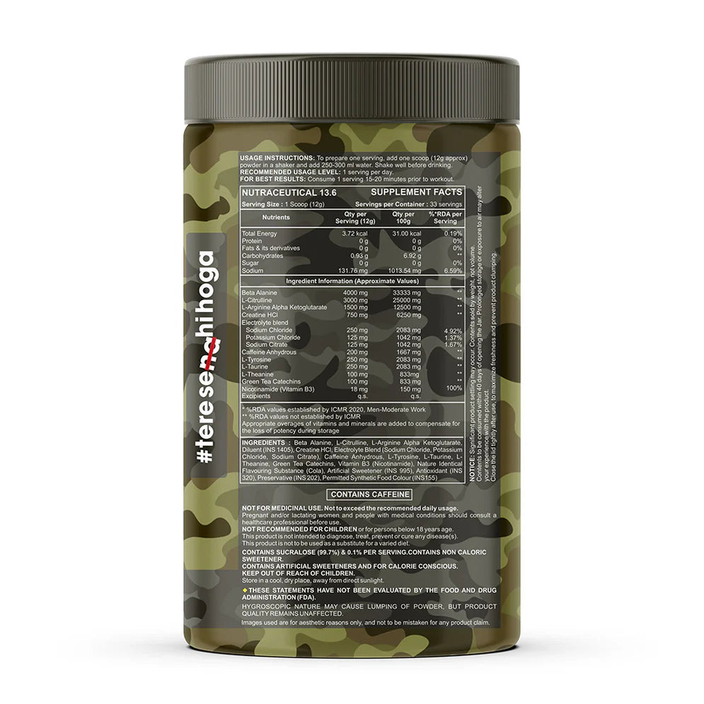 Bigflex Nuke Pre-Workout Powder | Energy & Workout Support | 400g (33 Servings)