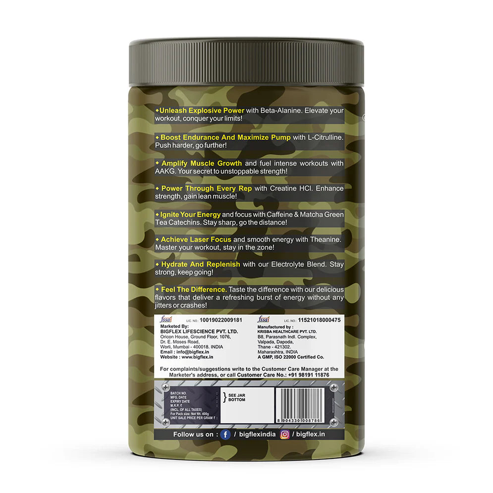 Bigflex Nuke Pre-Workout Powder | Energy & Workout Support | 400g (33 Servings)