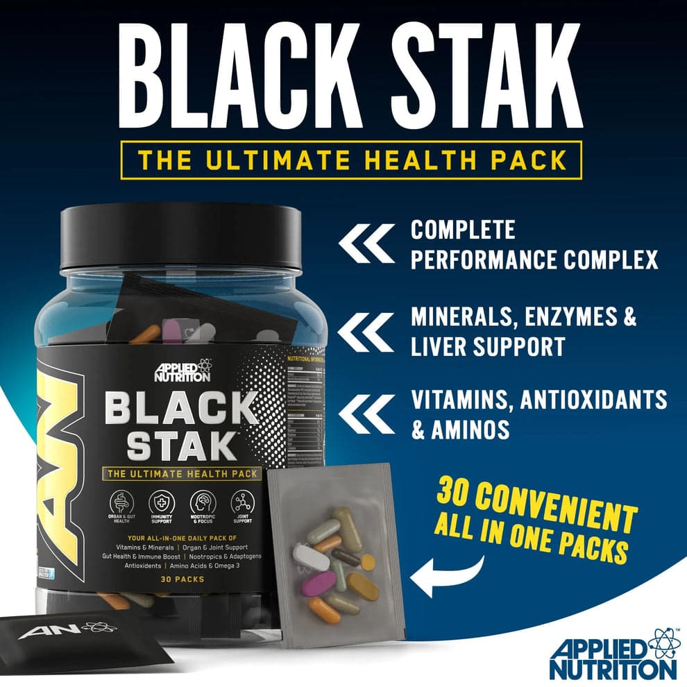 Applied Nutrition Black Stak | The Ultimate Health Pack | 30 Packs