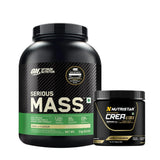 Optimum Nutrition (ON) Serious Mass 6.6 Lbs + Nutristar Micronized CREA Gold Creatine Monohydrate 250g (83 Servings) - Extreme Mass Gain Stack