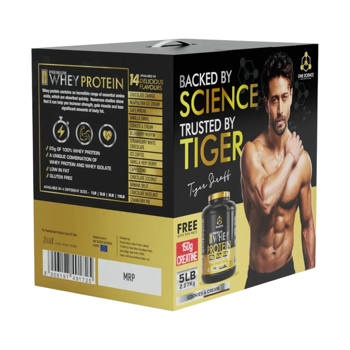 One Science Premium Whey Protein 5 Lbs with Micronized Creatine 150 Gm | 25g Protein Per Serving | Lean Bulk Stack