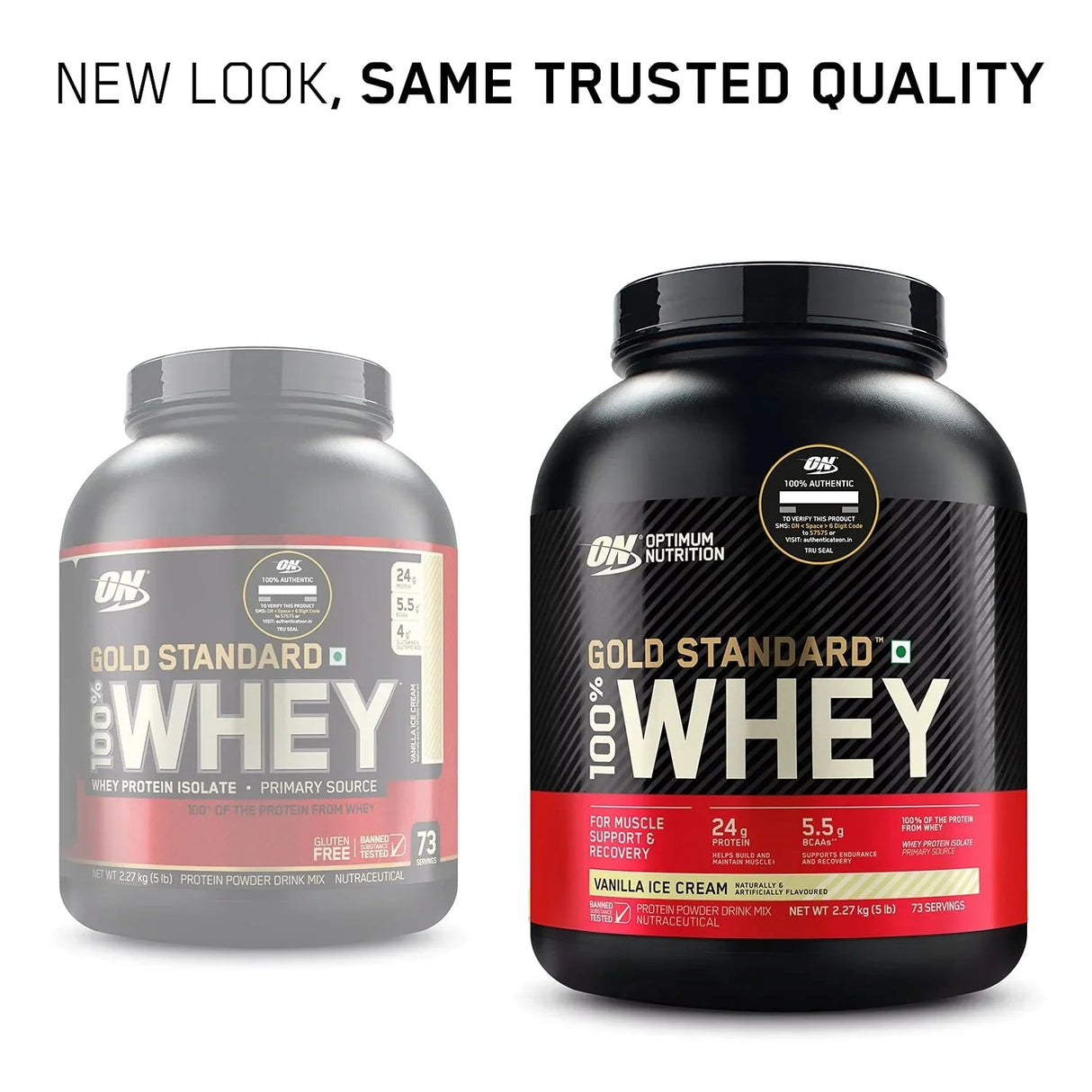 Optimum Nutrition (ON) Gold Standard 100% Whey 5 Lbs + Nutristar Micronized CREA Gold Creatine Monohydrate 250g (83 Servings) - Gold Standard Muscle Growth Combo