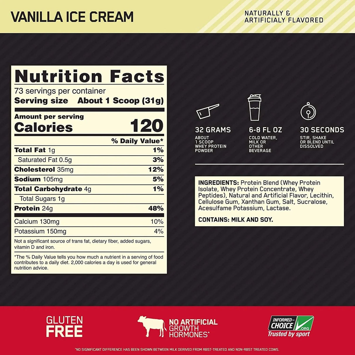 Optimum Nutrition (ON) Gold Standard 100% Whey 5 Lbs + Nutristar Micronized CREA Gold Creatine Monohydrate 250g (83 Servings) - Gold Standard Muscle Growth Combo