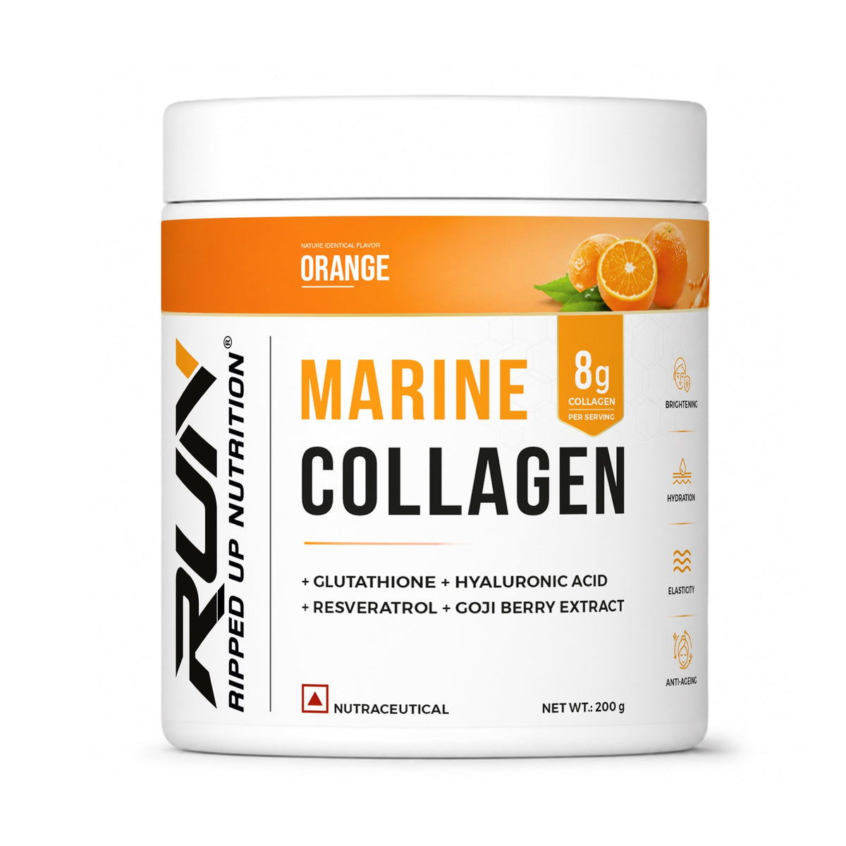Ripped Up Nutrition Marine Collagen | 8.9g Collagen with Glutathione & Goji Berry | 200g, 20 Servings