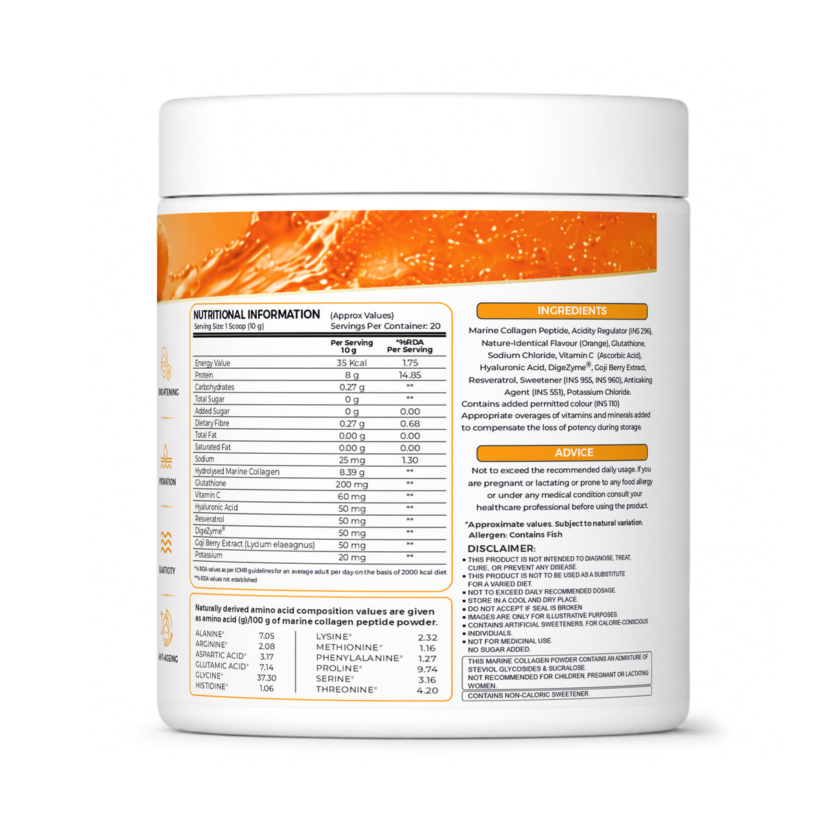 Ripped Up Nutrition Marine Collagen | 8.9g Collagen with Glutathione & Goji Berry | 200g, 20 Servings (Pack of 2)