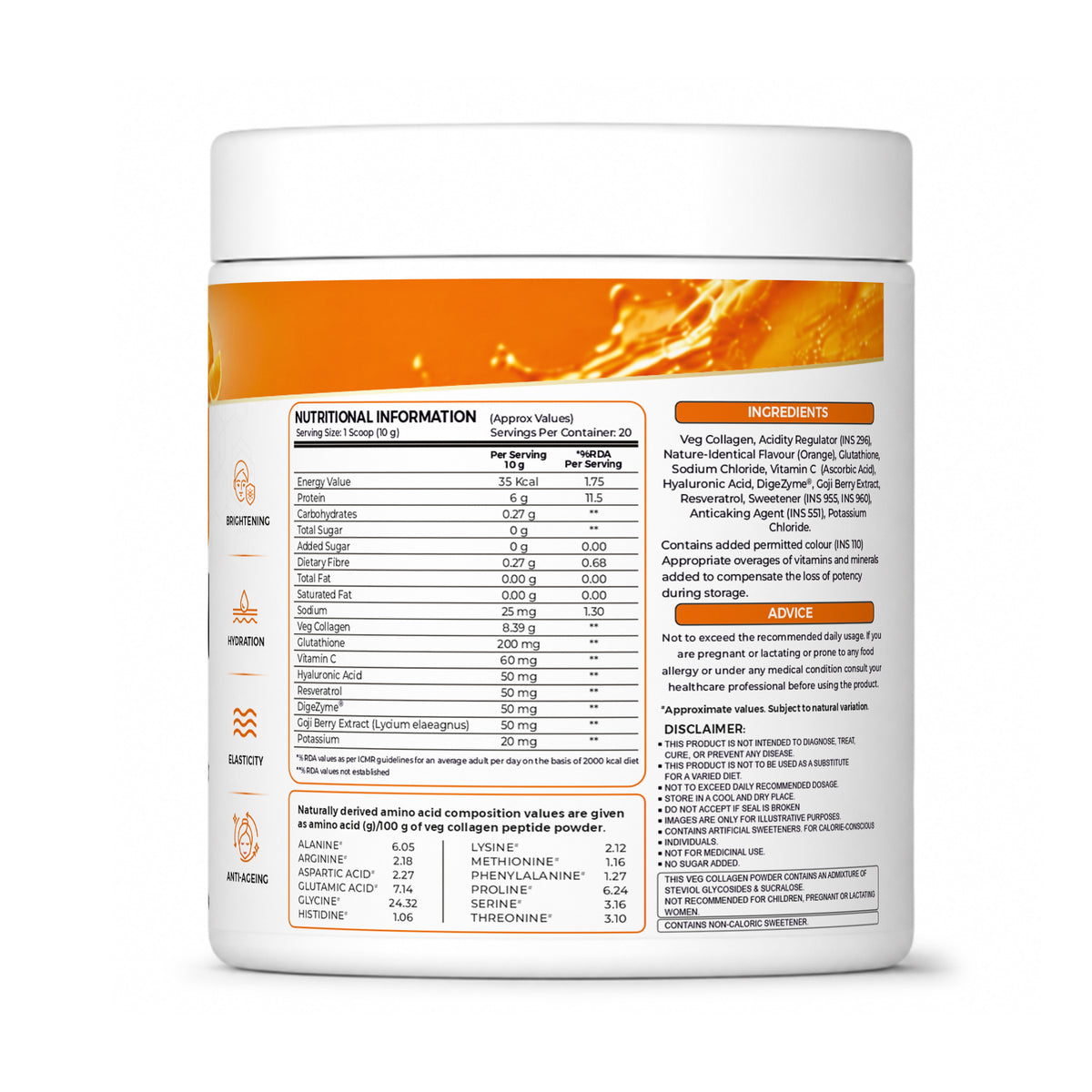 Ripped Up Nutrition Veg Collagen | Plant-Based Skin & Joint Support | 200g, 20 Servings
