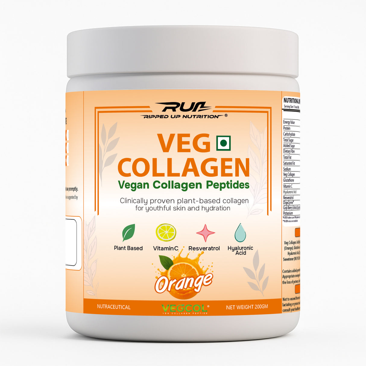 Ripped Up Nutrition Veg Collagen | Plant-Based Skin & Joint Support | 200g, 20 Servings