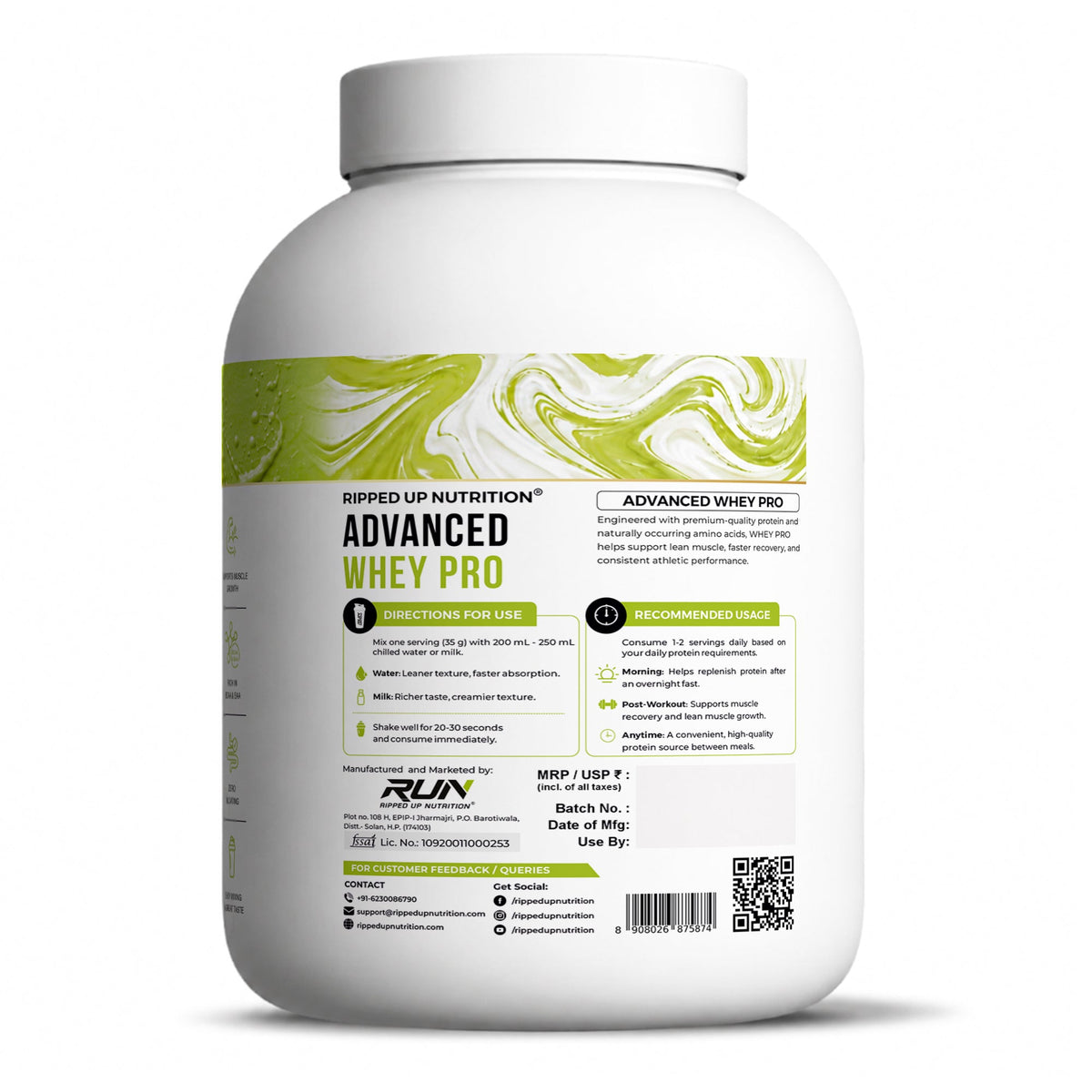 Ripped Up Nutrition Whey Pro (Trustified) | 24g Protein, 0g Sugar | 1.81 Kg, 55 Servings