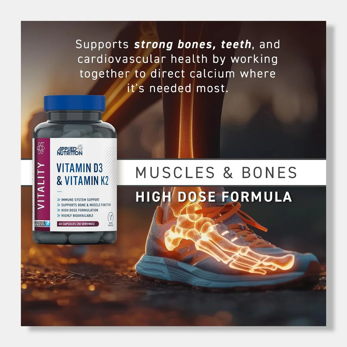Applied Nutrition Vitamin D3 & K2 Formula | 60 Capsules