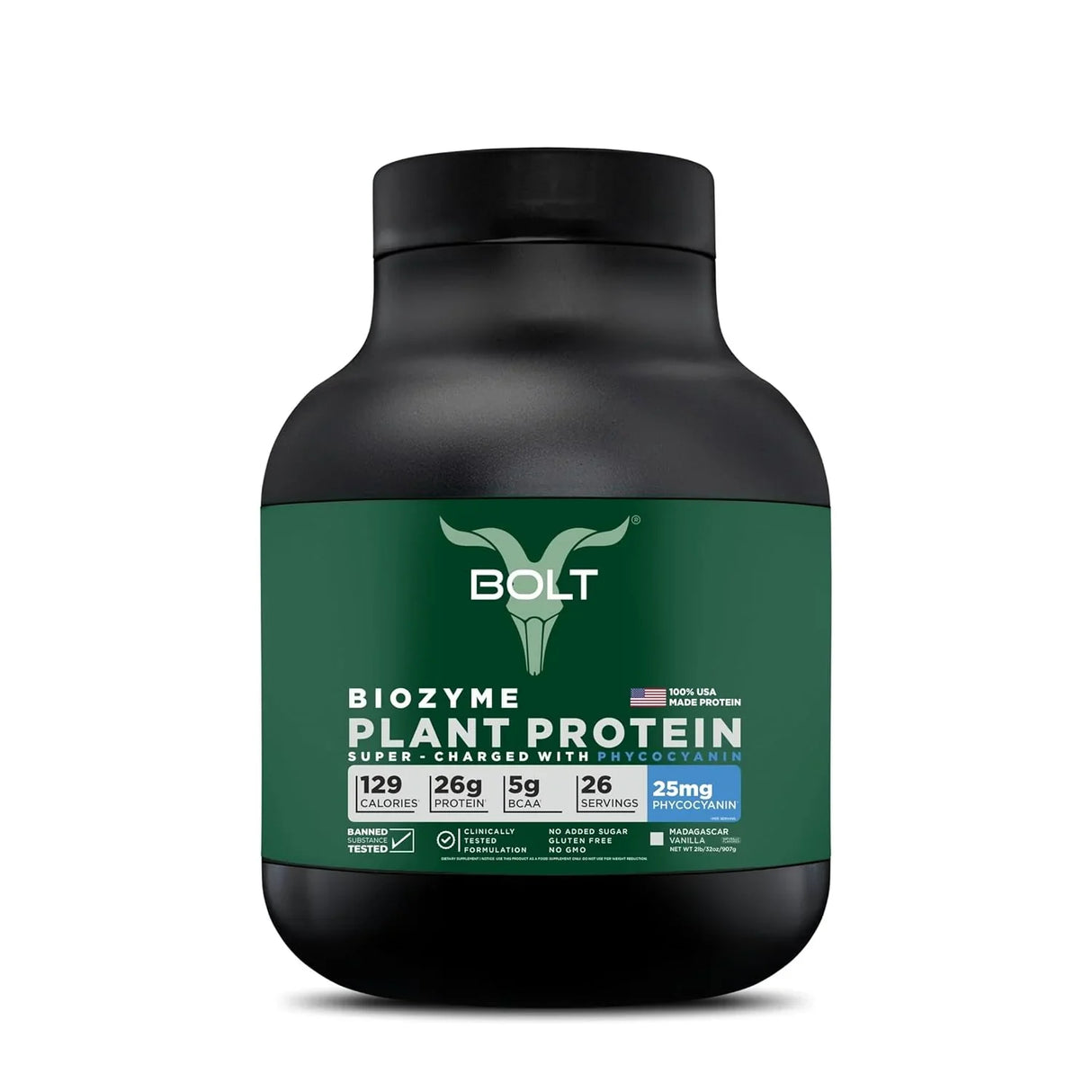 Bolt Nutrition Biozyme Plant Protein 2lb, 26 Servings