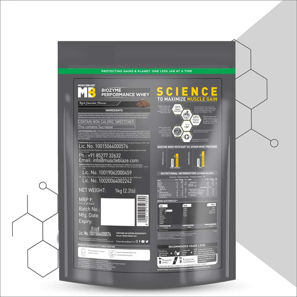 Muscleblaze Biozyme Performance Whey - 2.2 Lbs (Refill Pack)