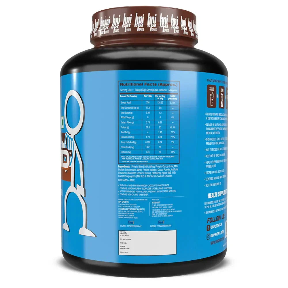 BPI Sports Whey HD Ultra Premium Protein Powder- 4.4 Lbs