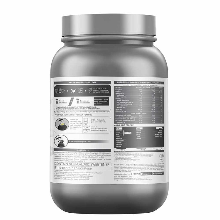 MuscleBlaze Biozyme Iso-Zero Low Carb Whey Protein Isolate - 1 Kg