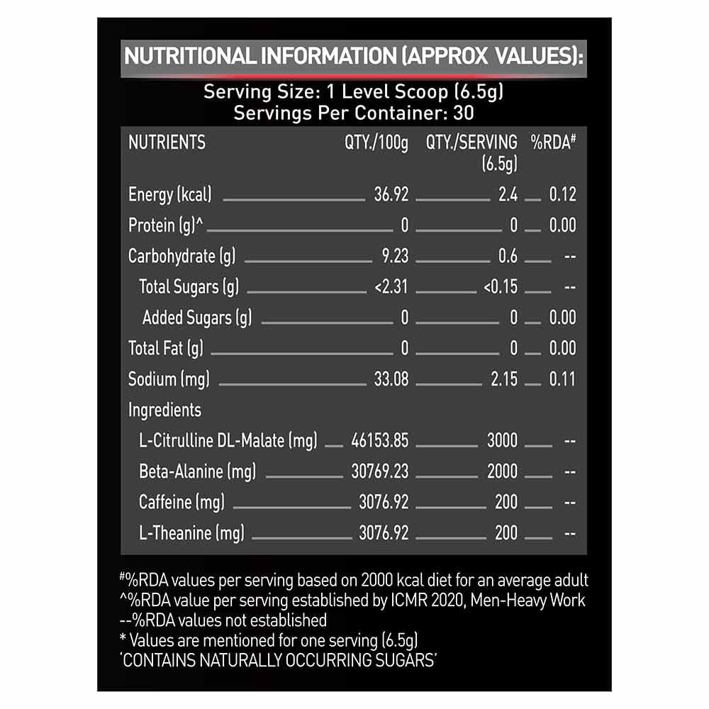 MuscleBlaze PRE Workout 200 Xtreme, 200 g - 30 Servings