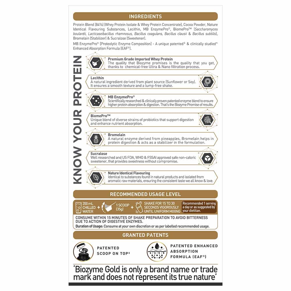 MuscleBlaze Biozyme Gold 100% Whey - 1 Kg