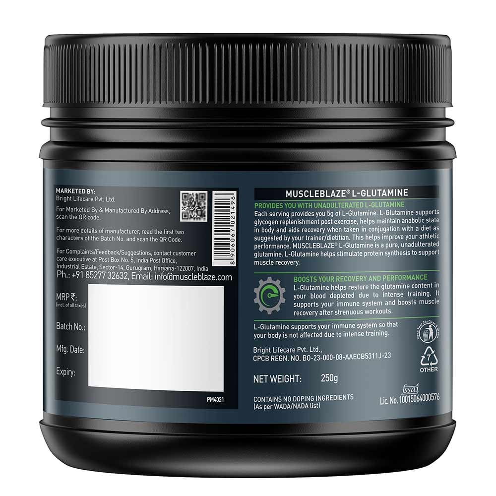 MuscleBlaze Micronized L-Glutamine - 250 g