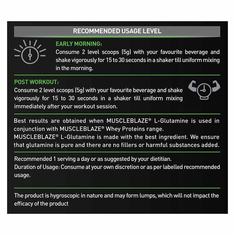 MuscleBlaze Micronized L-Glutamine - 250 g