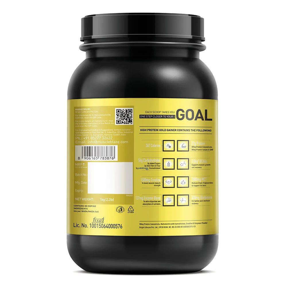 MuscleBlaze High Protein Gold Mass Gainer - 1 Kg