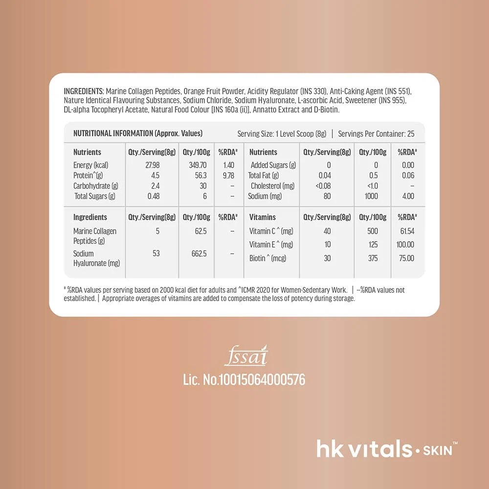 HK Vitals Skin Radiance Collagen, 25 Servings - 200 Gm