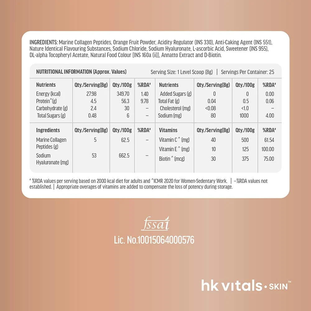 HK Vitals Skin Radiance Collagen, 25 Servings - 200 Gm