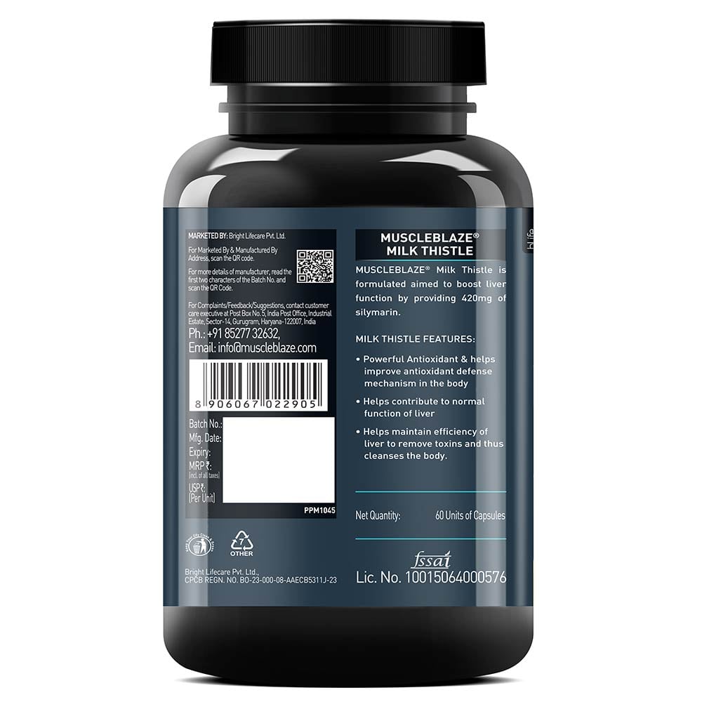 MuscleBlaze Milk Thistle Support Liver Health - 60 Capsules
