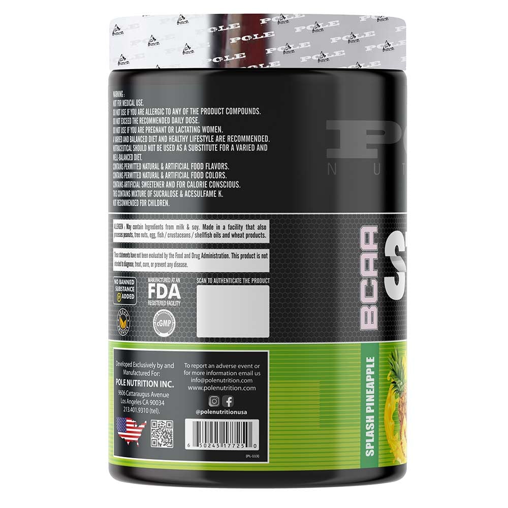 Pole Nutrition BCAA Stroke Endurance, Recovery, and Hydration 420g | 2G Citrulline Malate | 2.5g Glutamine | 30 Servings