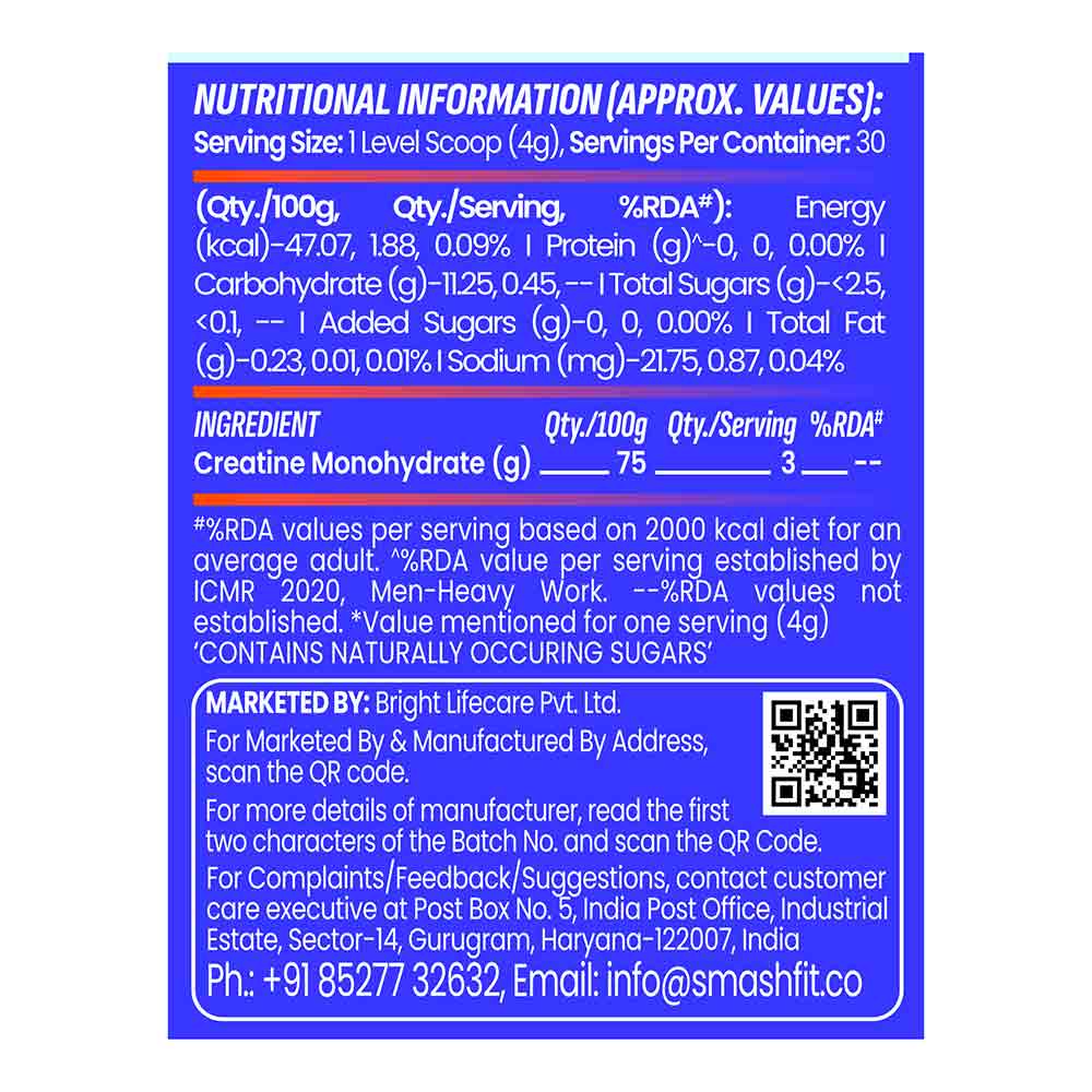 Smash Micronised Creatine Monohydrate, 120 g