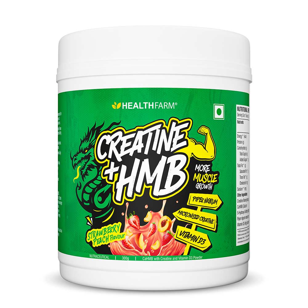 Healthfarm Creatine + HMB Supplement | Muscle Growth & Recovery | 300g (60 Servings)