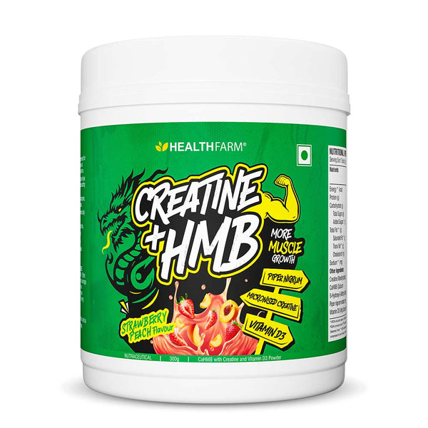 Healthfarm Creatine + HMB Supplement | Muscle Growth & Recovery | 300g (60 Servings)