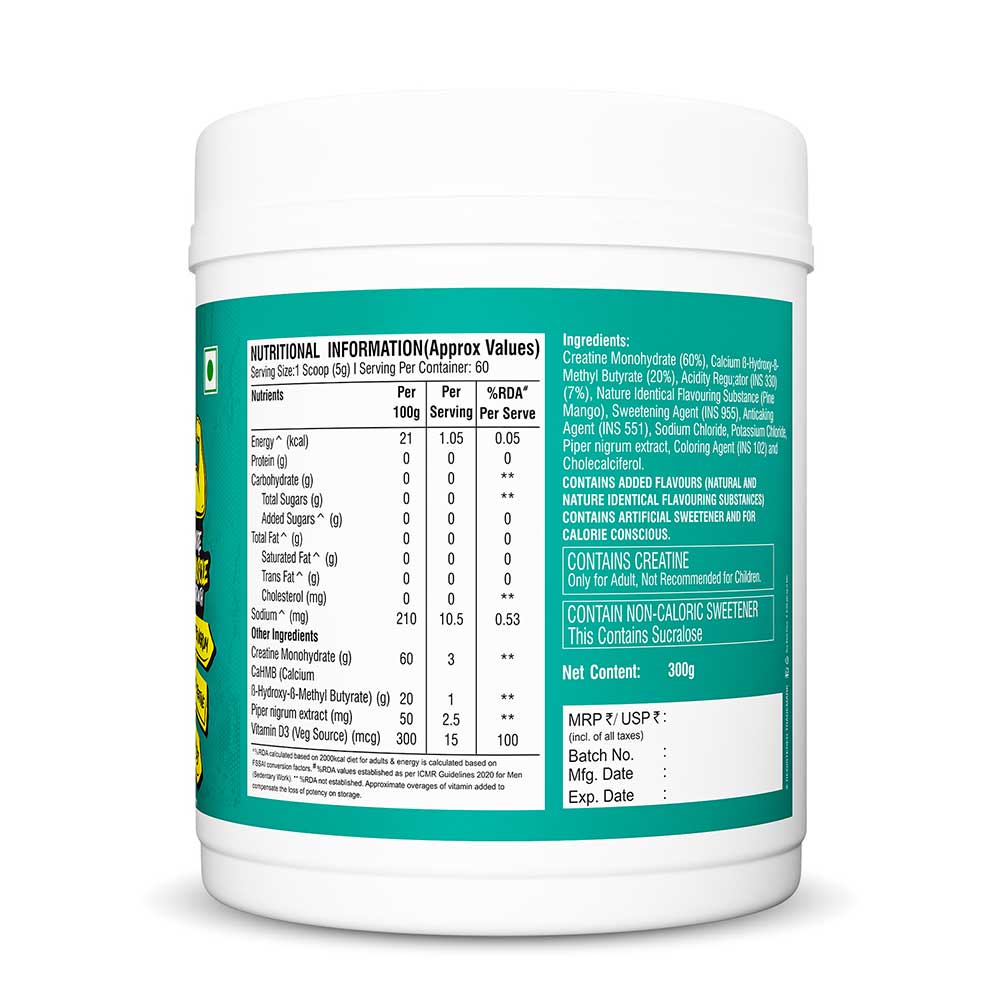Healthfarm Creatine + HMB Supplement | Muscle Growth & Recovery | 300g (60 Servings)