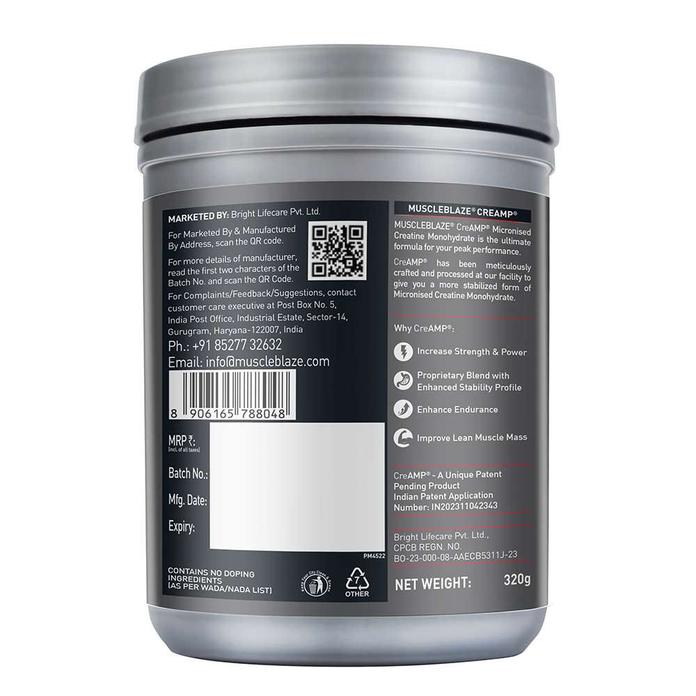 MuscleBlaze Creatine Monohydrate CreAMP - 80 Servings