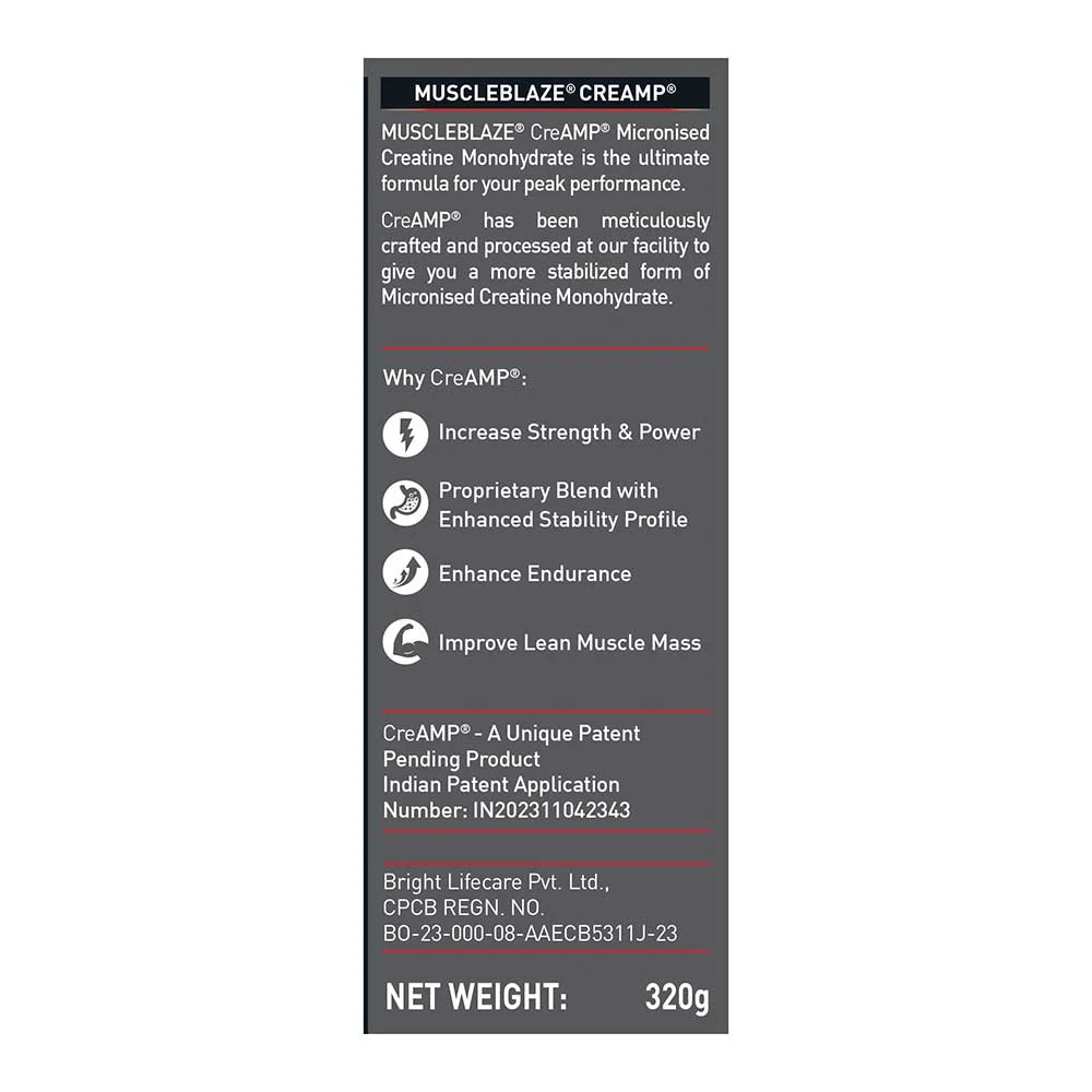 MuscleBlaze Creatine Monohydrate CreAMP - 80 Servings