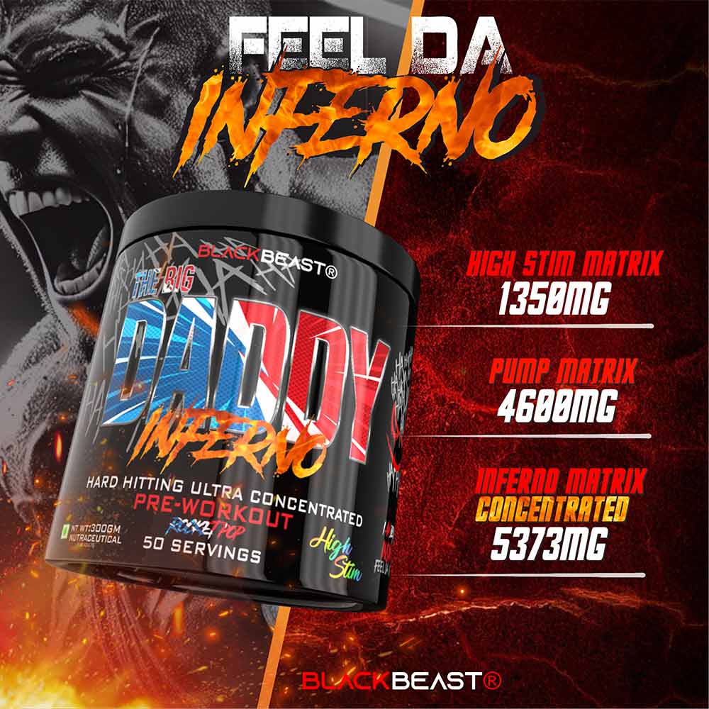 Black Beast Big Daddy Inferno Pre-Workout | Citrulline Malate & Beta Alanine | 300g
