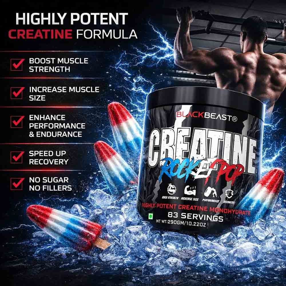 Black Beast Creatine Monohydrate Powder 290g | 83 Servings
