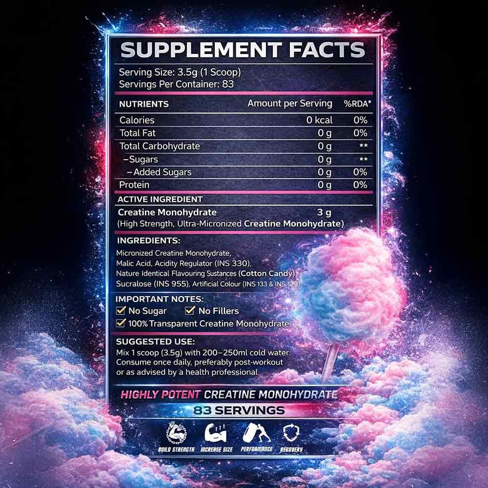Black Beast Creatine Monohydrate Powder 290g | 83 Servings