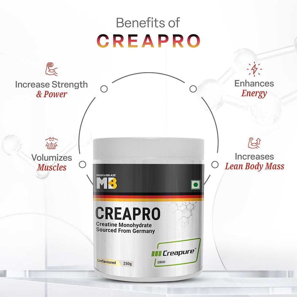 MuscleBlaze Creapro Creatine Powder 250g | Creapure® | 62 Servings
