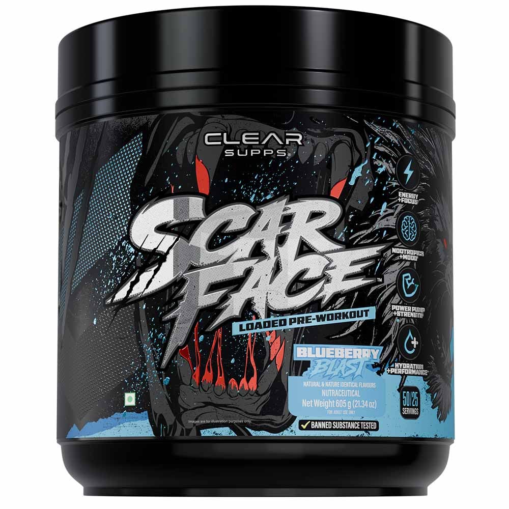 Clear Supps Scarface Fully Loaded Pre-Workout Powder 650g | Creatine, Citrulline & Beta-Alanine | 50 Servings